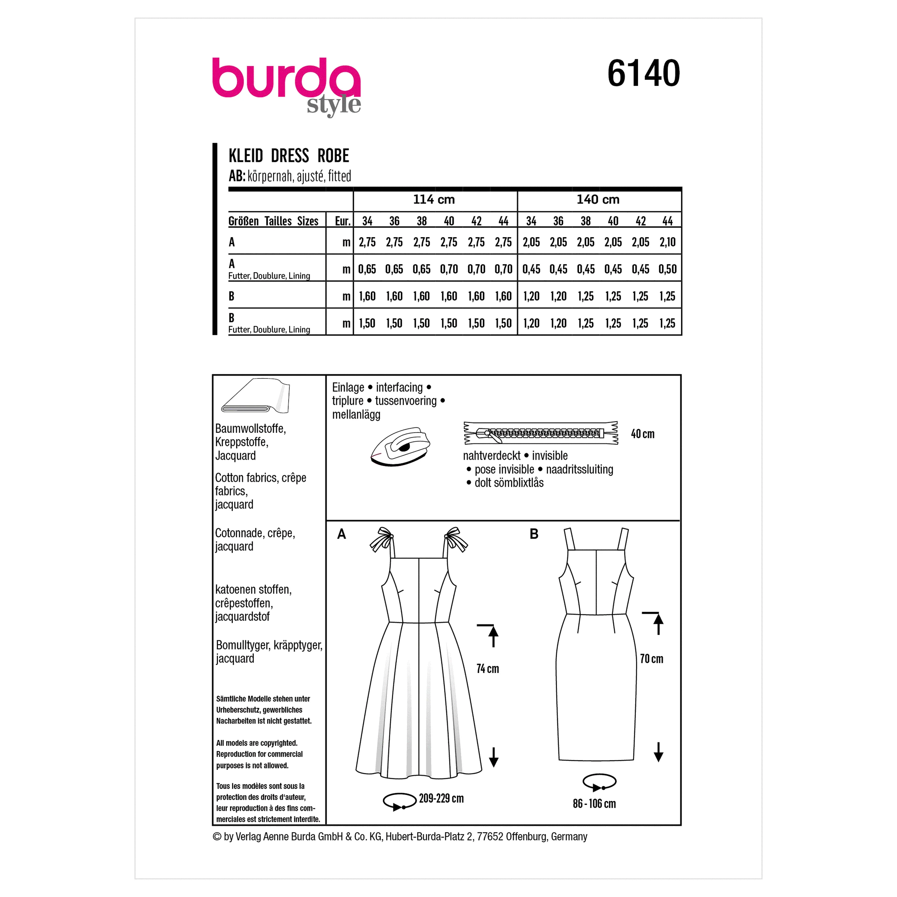 Burda Sewing Pattern 6140 Dress