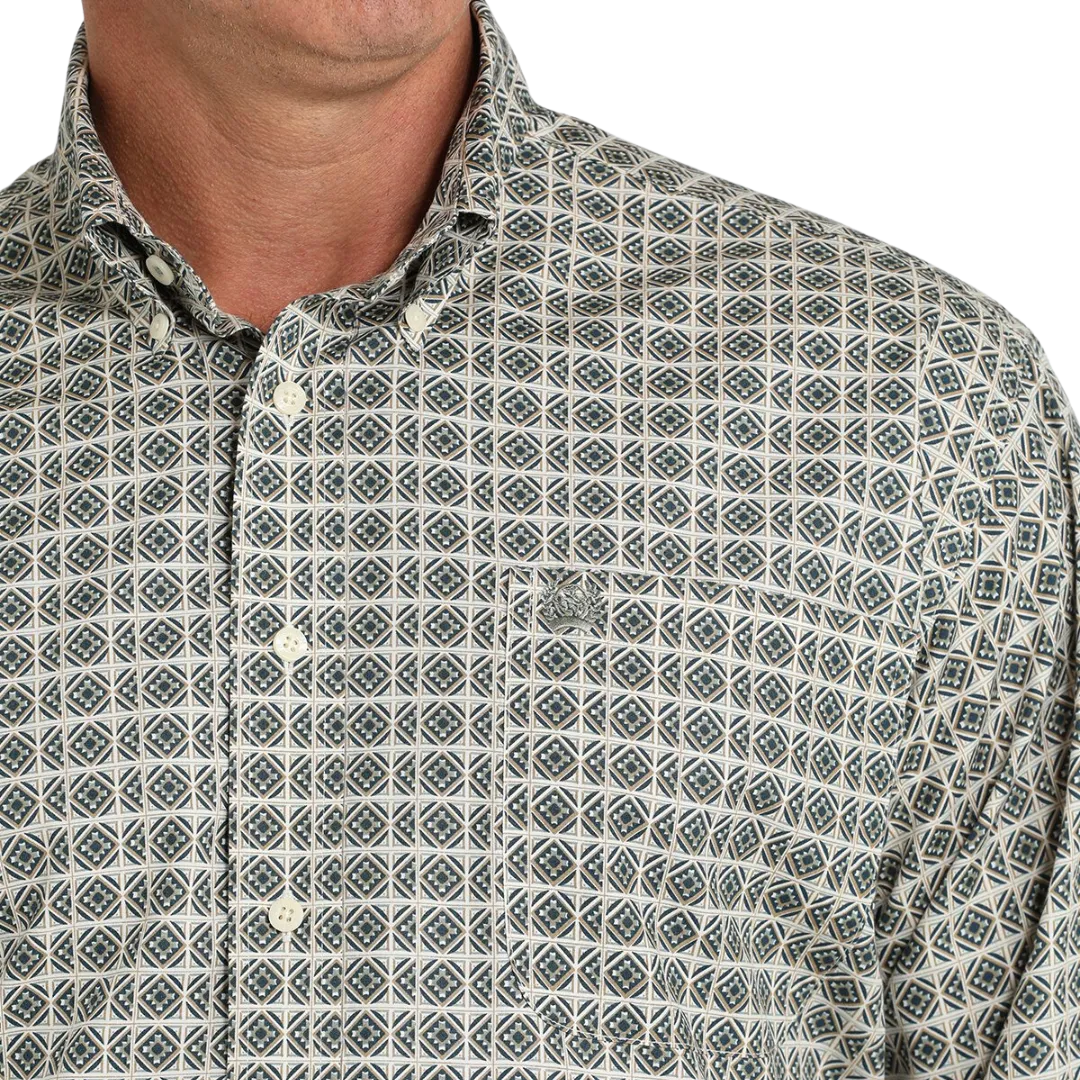 Cinch Men's Kaleidoscope Print Cream Shirt