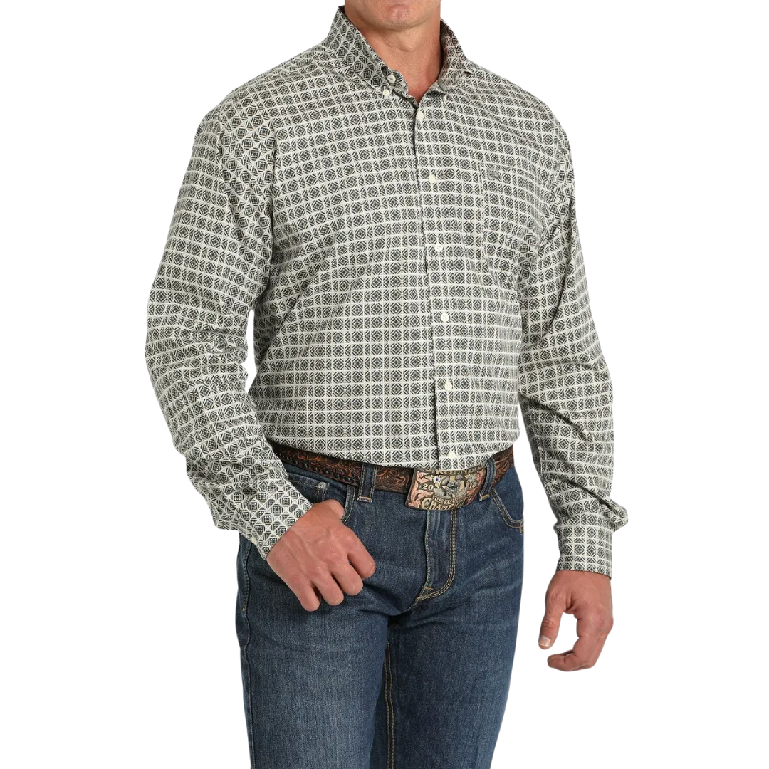 Cinch Men's Kaleidoscope Print Cream Shirt