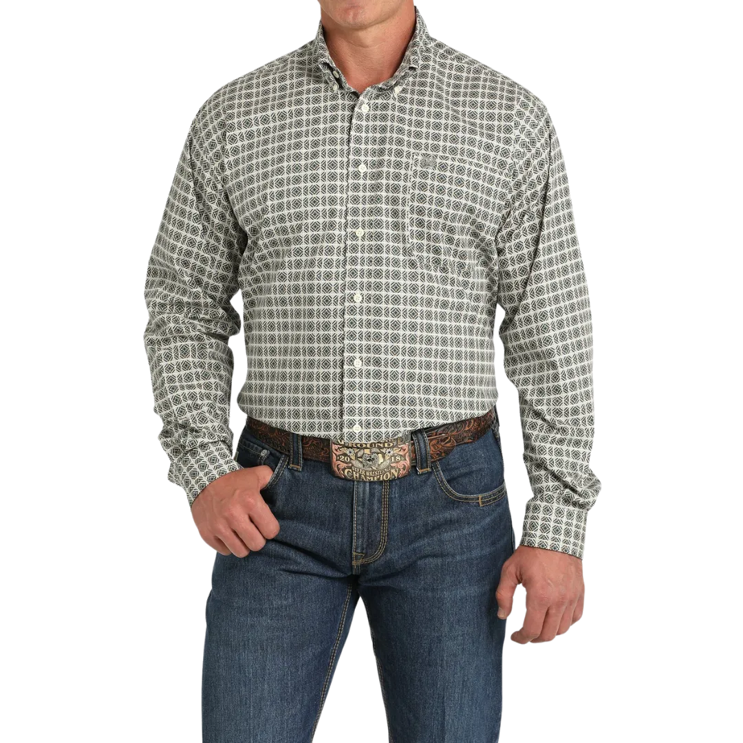 Cinch Men's Kaleidoscope Print Cream Shirt