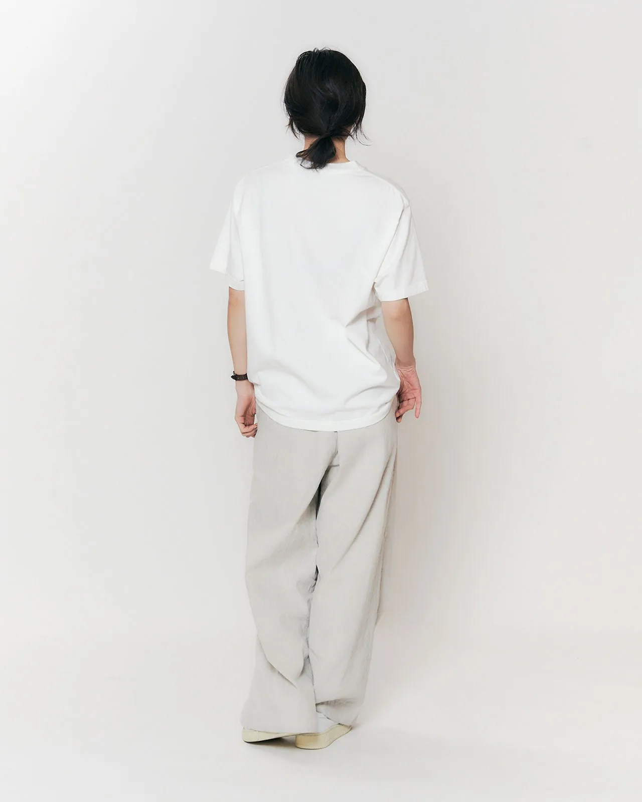 COTTON LINEN TACK WIDE PANTS
