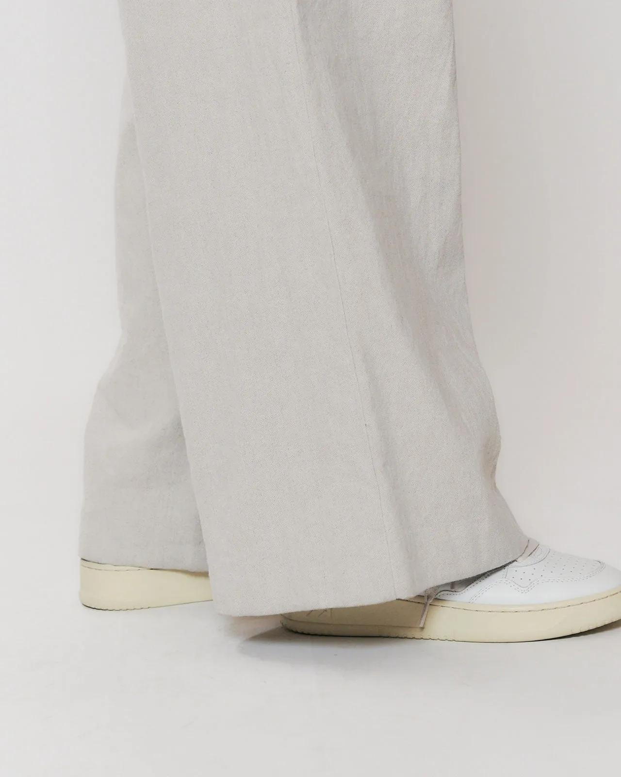 COTTON LINEN TACK WIDE PANTS