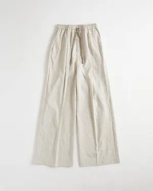 COTTON LINEN TACK WIDE PANTS