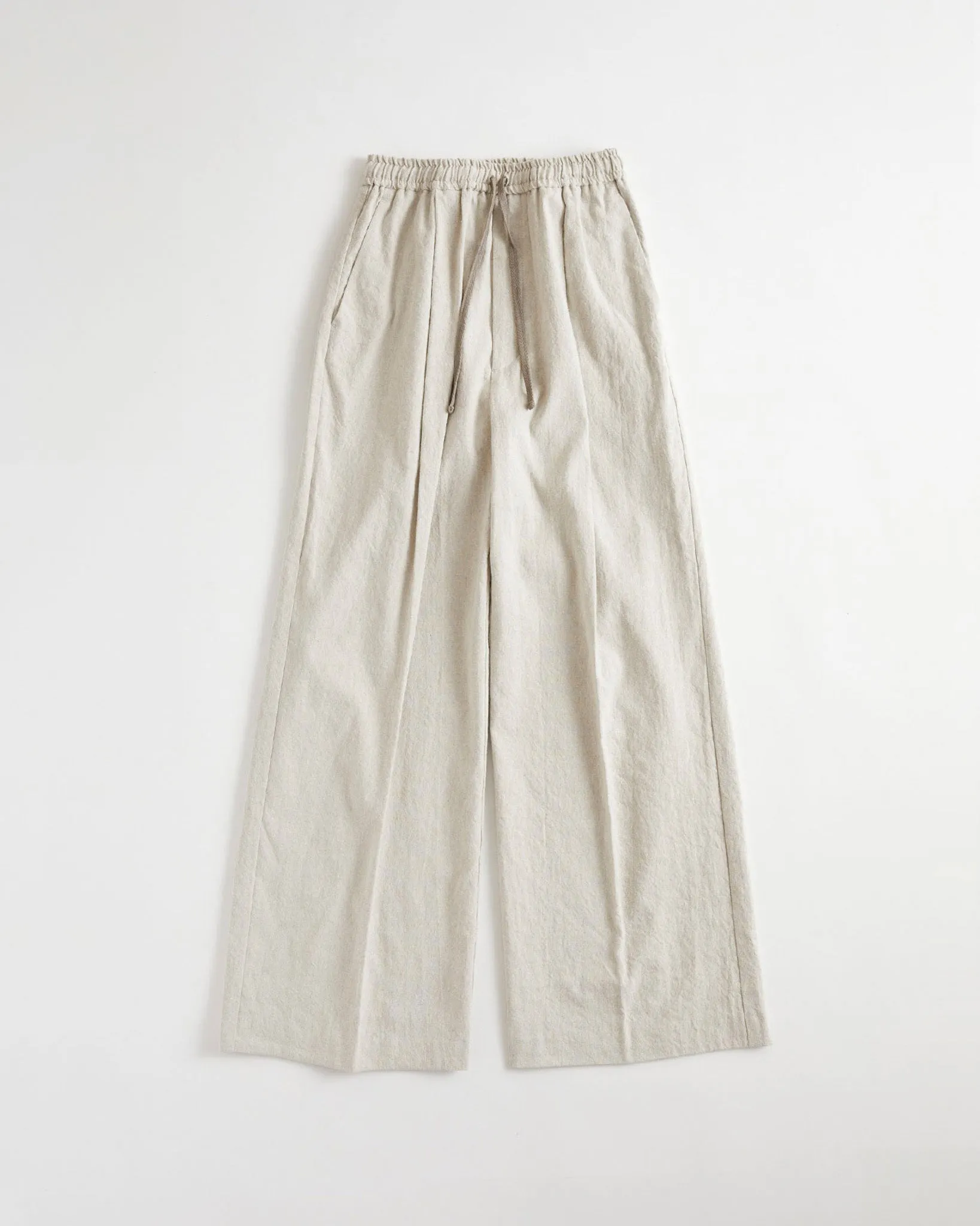 COTTON LINEN TACK WIDE PANTS
