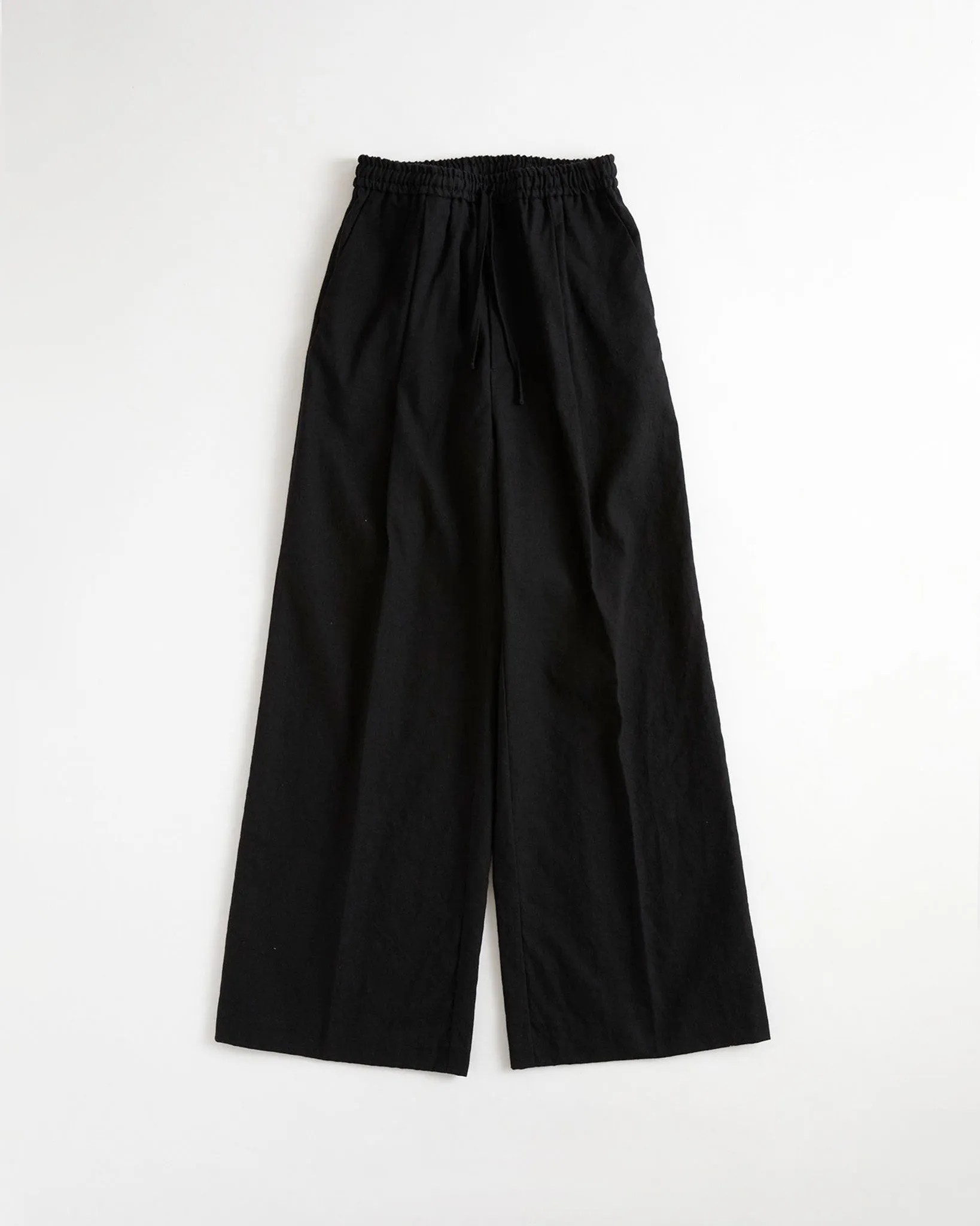 COTTON LINEN TACK WIDE PANTS