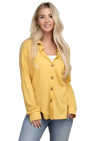 Drop Shoulder Pocket Patched Button Front Shirt