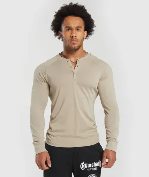 Gymshark Rest Day Essentials Henley - Sand Brown