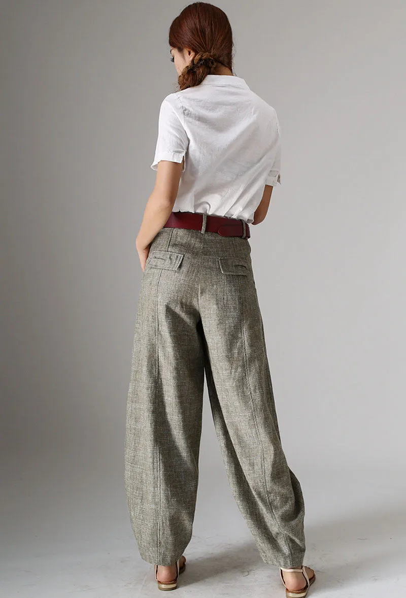 Maxi linen baggy pants for women 0986#