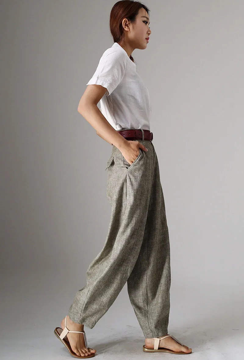 Maxi linen baggy pants for women 0986#