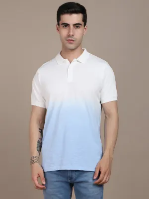 Men's Spread Collar Slim Fit Ombre Pink T-shirt