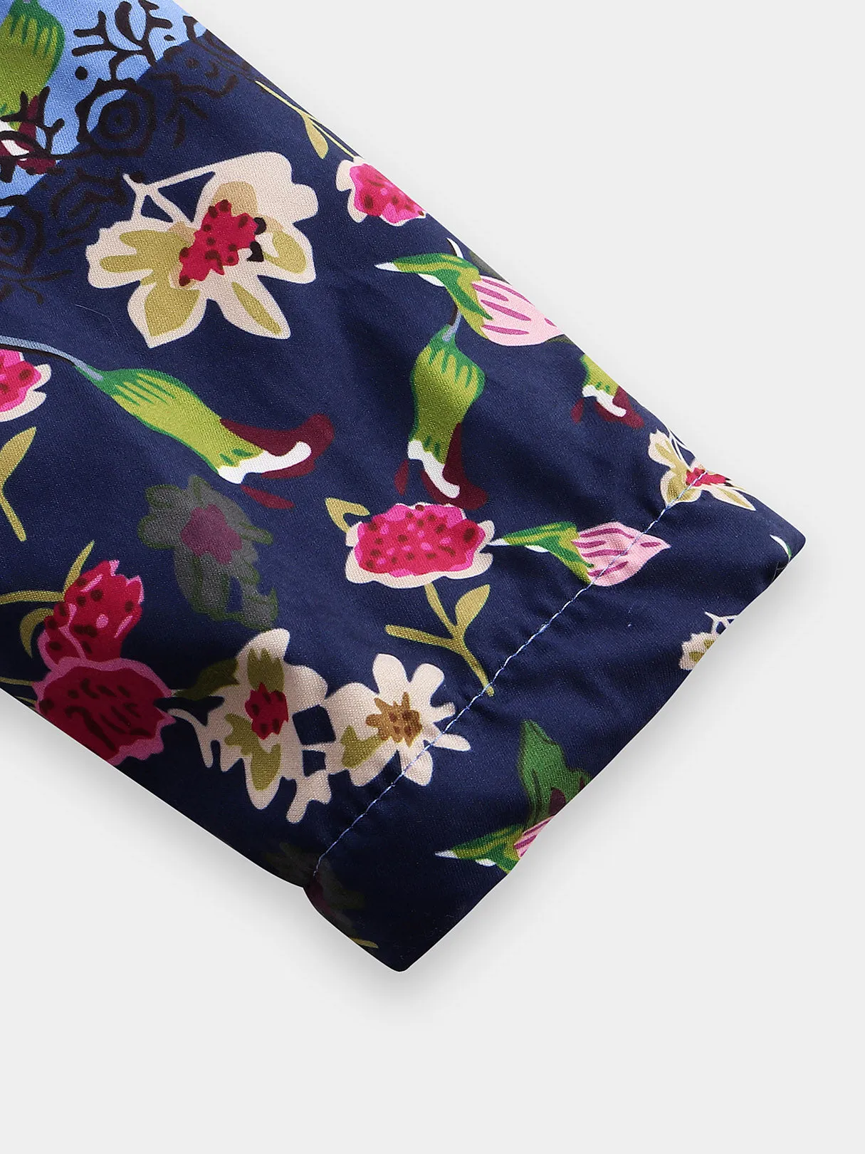 OEM ODM Floral Print Calico Zip Back Side Pockets Hooded Long Sleeve Plus Size Coats & Jackets