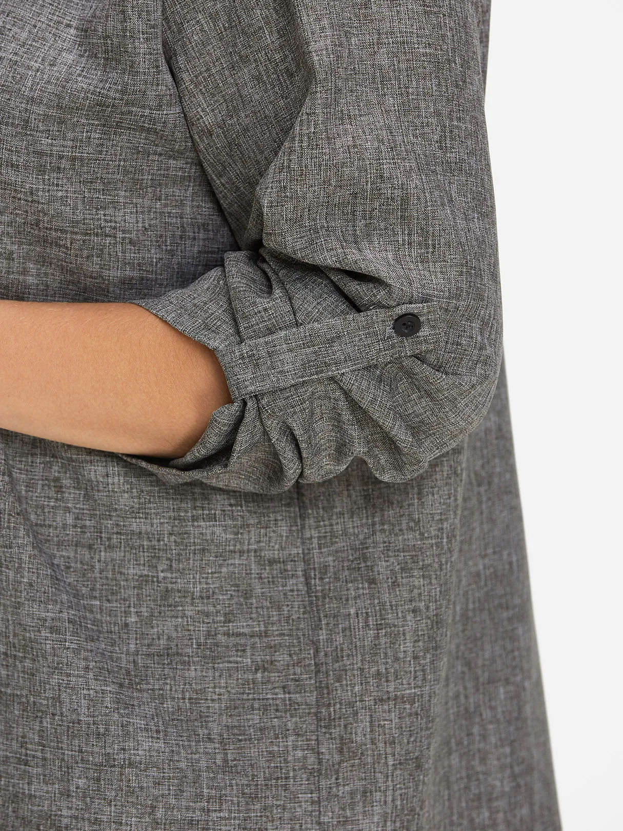 OEM ODM Lapel Collar Plain Long Sleeve Grey Plus Size Coats & Jackets
