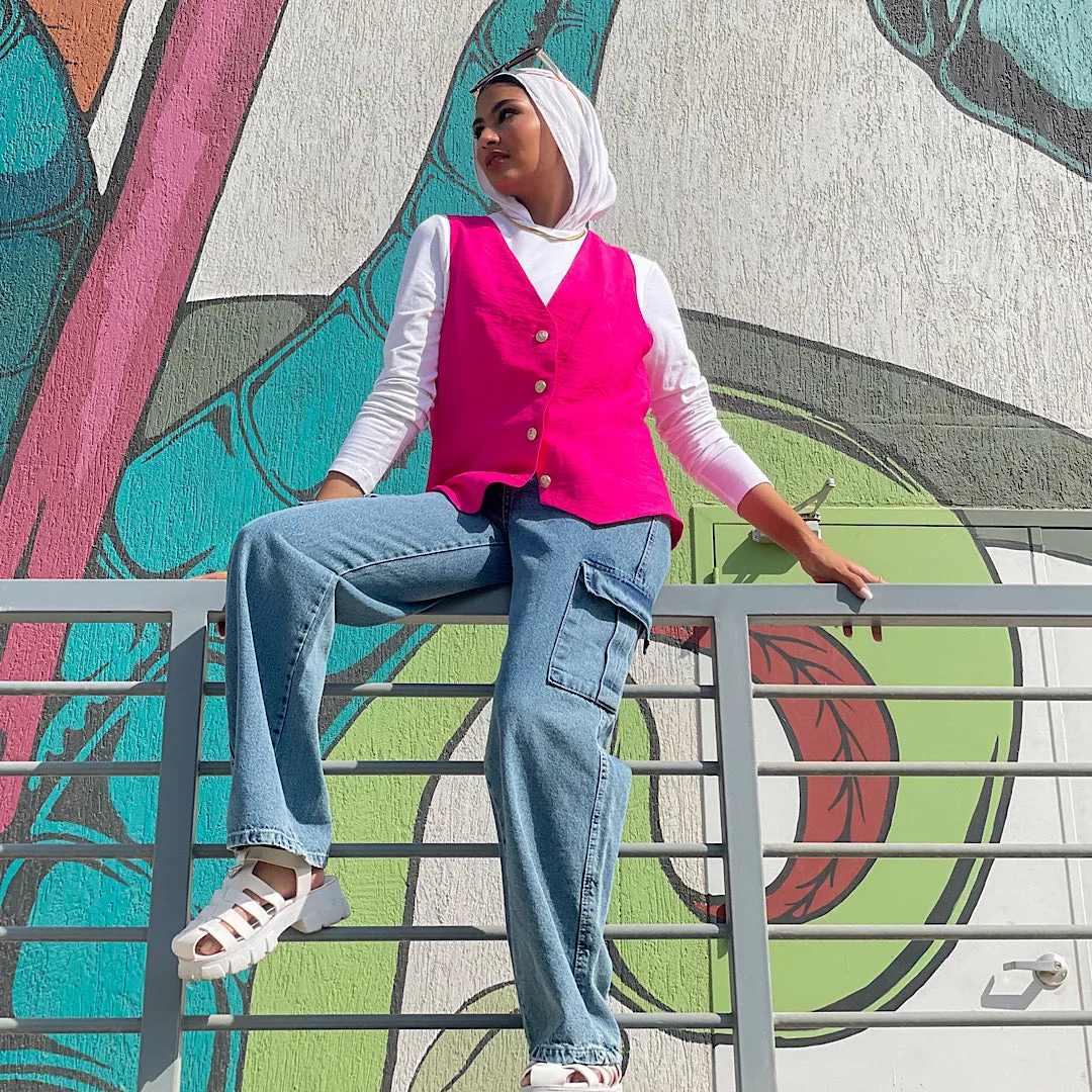 Pink linen waistcoat