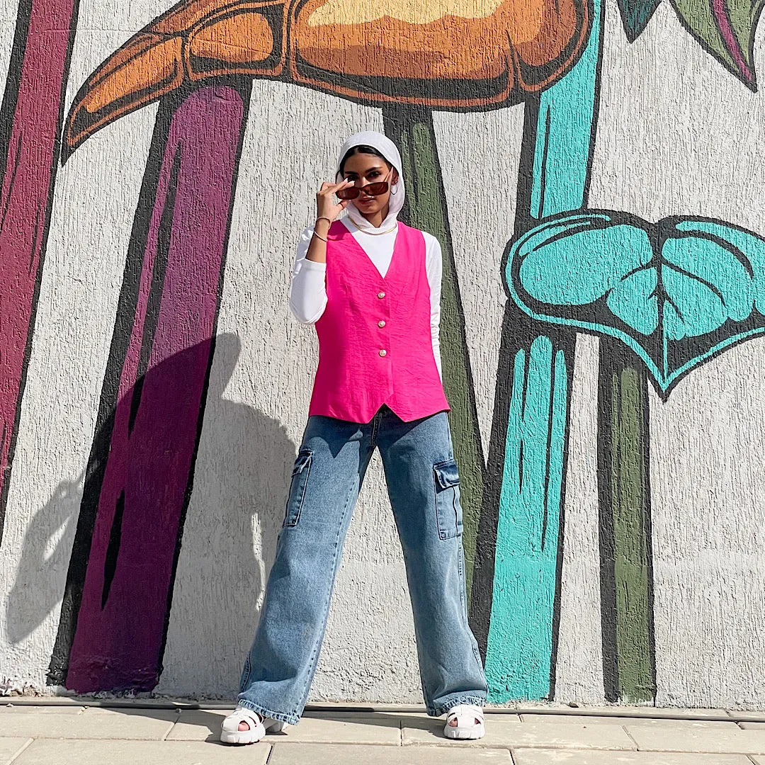 Pink linen waistcoat