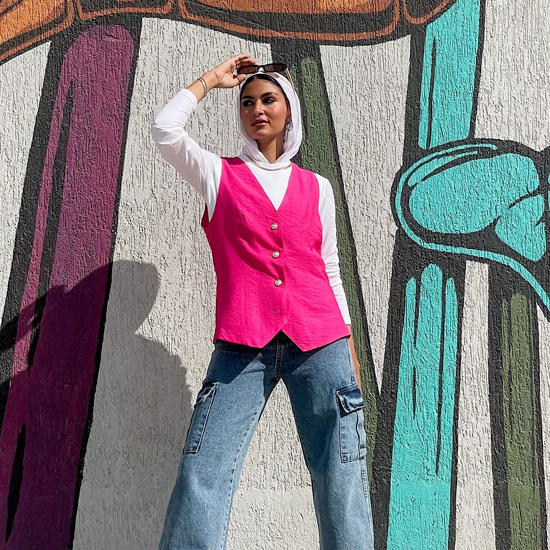 Pink linen waistcoat