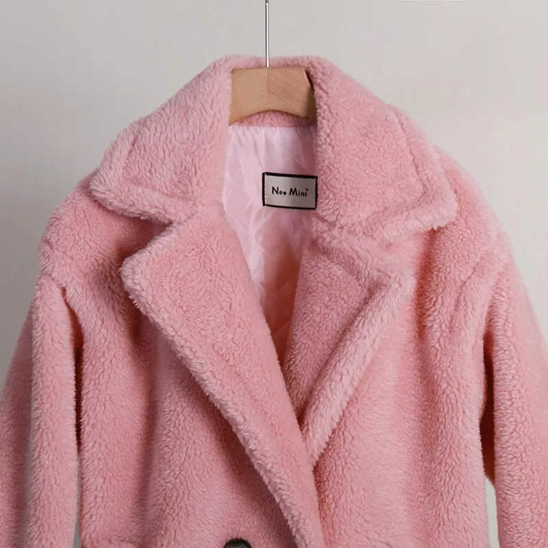 Pink Maxi Faux Fur Coat
