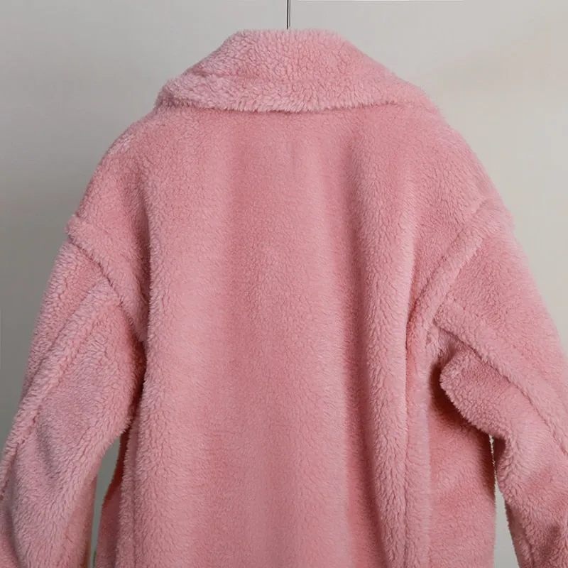 Pink Maxi Faux Fur Coat