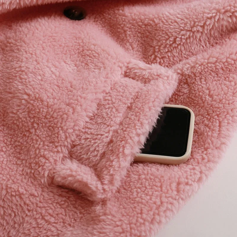 Pink Maxi Faux Fur Coat
