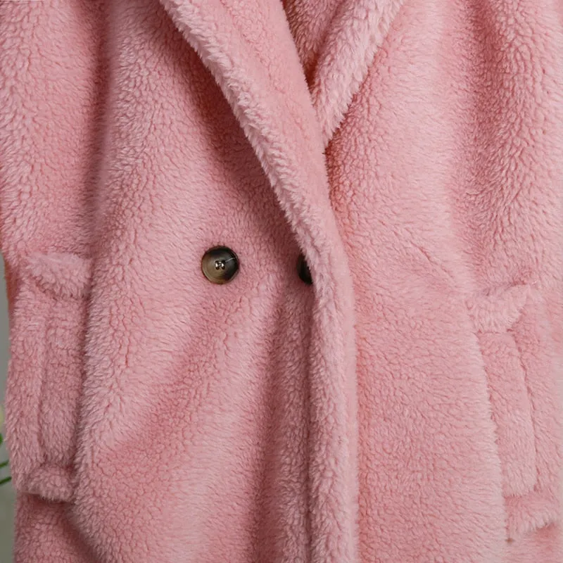 Pink Maxi Faux Fur Coat
