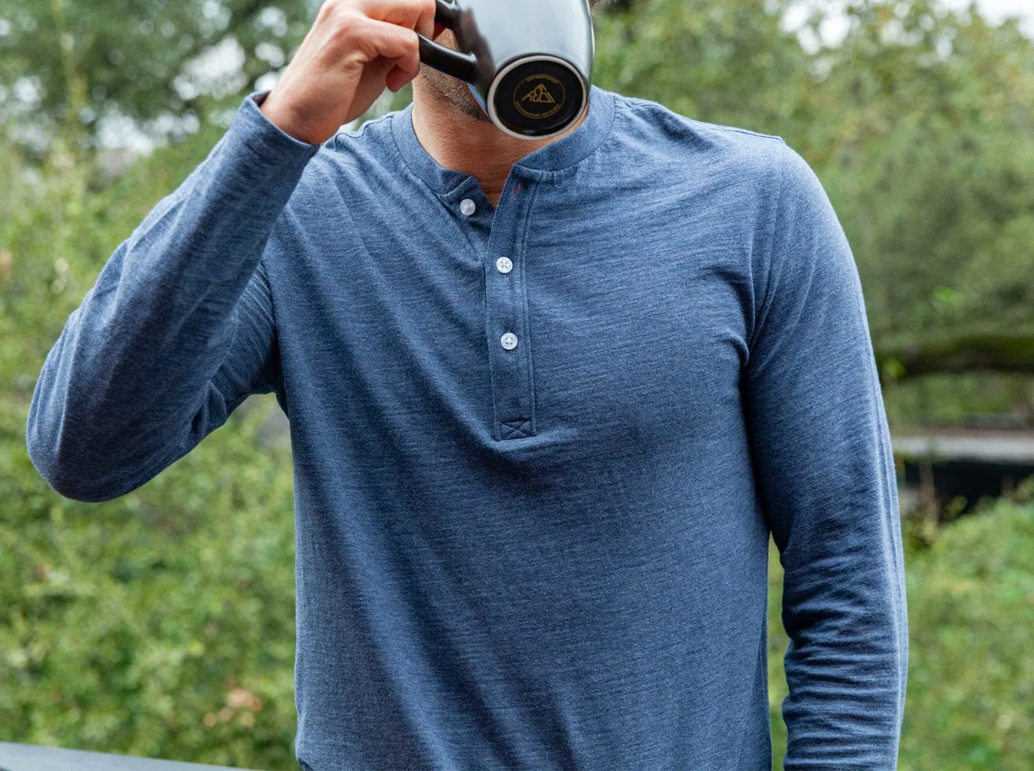 Slub Henley - Heather Navy