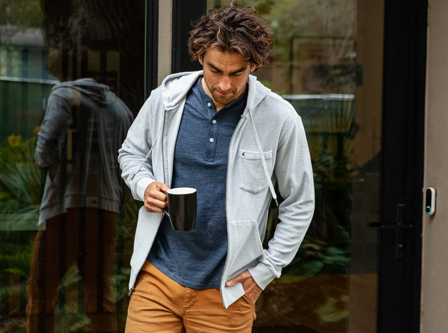 Slub Henley - Heather Navy