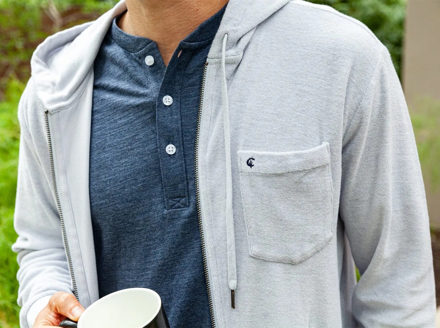 Slub Henley - Heather Navy
