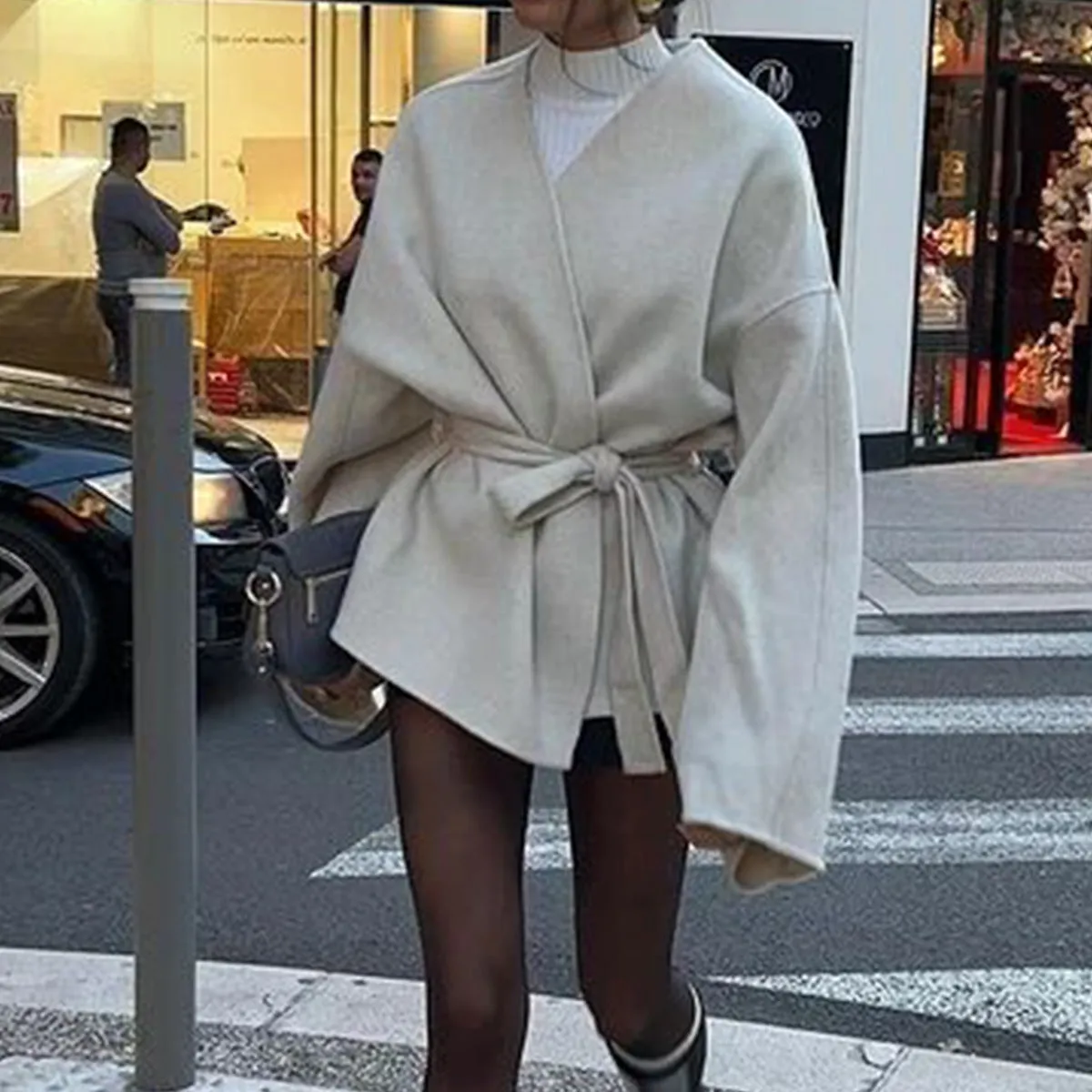 Solid Color Bell Sleeve Belted Trench Coats Wholesale Womens Clothing N3824112000041