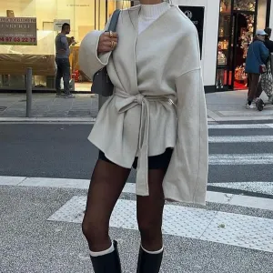 Solid Color Bell Sleeve Belted Trench Coats Wholesale Womens Clothing N3824112000041
