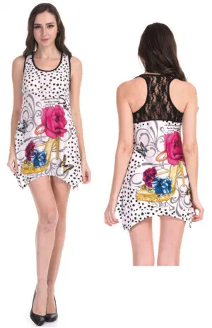 women's lace back sundresses - floral stiletto prints Case of 72